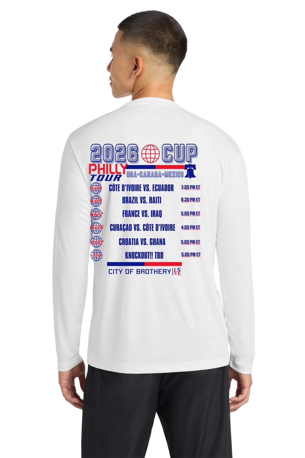 LOVE Philly 26 Dri-Fit Long Sleeve — Sport-Tek ST350LS (White)