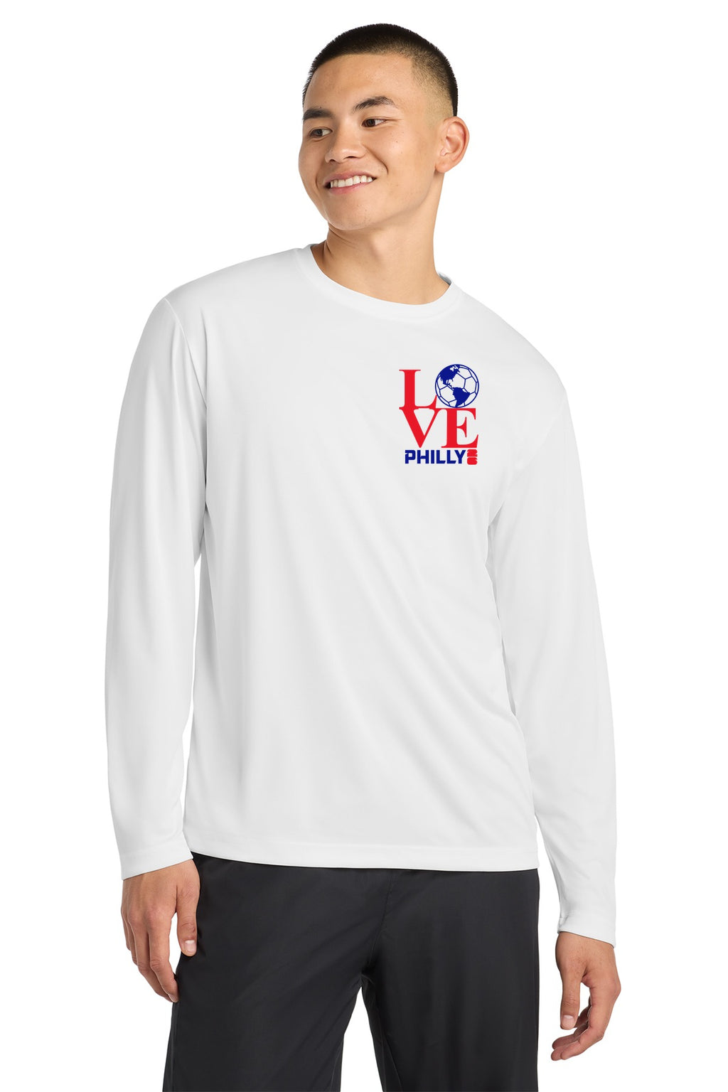 LOVE Philly 26 Dri-Fit Long Sleeve — Sport-Tek ST350LS (White)